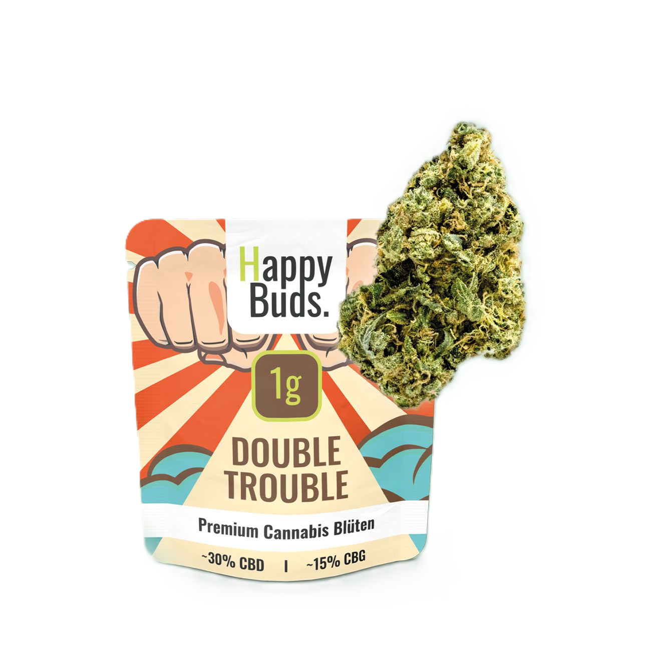 Happy Buds Double Trouble 30% CBD, ~ 15% CBG