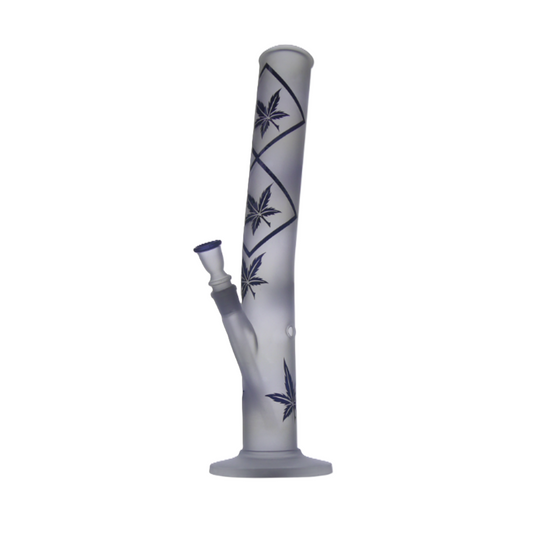 Glasbong 42cm. 14,5mm schliff, Sand gestrahlte mit schwarze Bläter