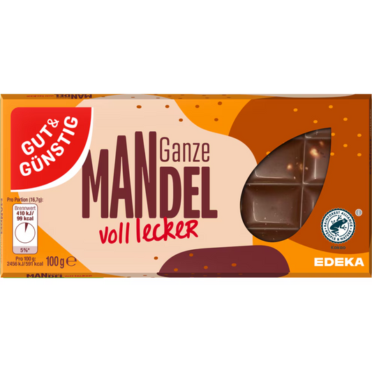 GUT&GÜNSTIG Edel Vollmilch Ganze Mandel