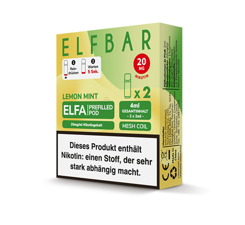 ELFBAR ELFA Prefilled Pod - Lemon Mint (Zitrone, Minze) - 20mg - 2er Set