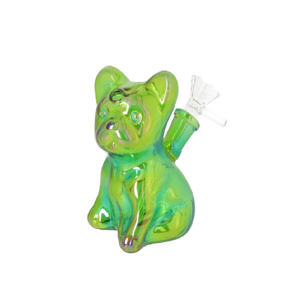 Glasbong "Hund" grün, Höhe 11 cm