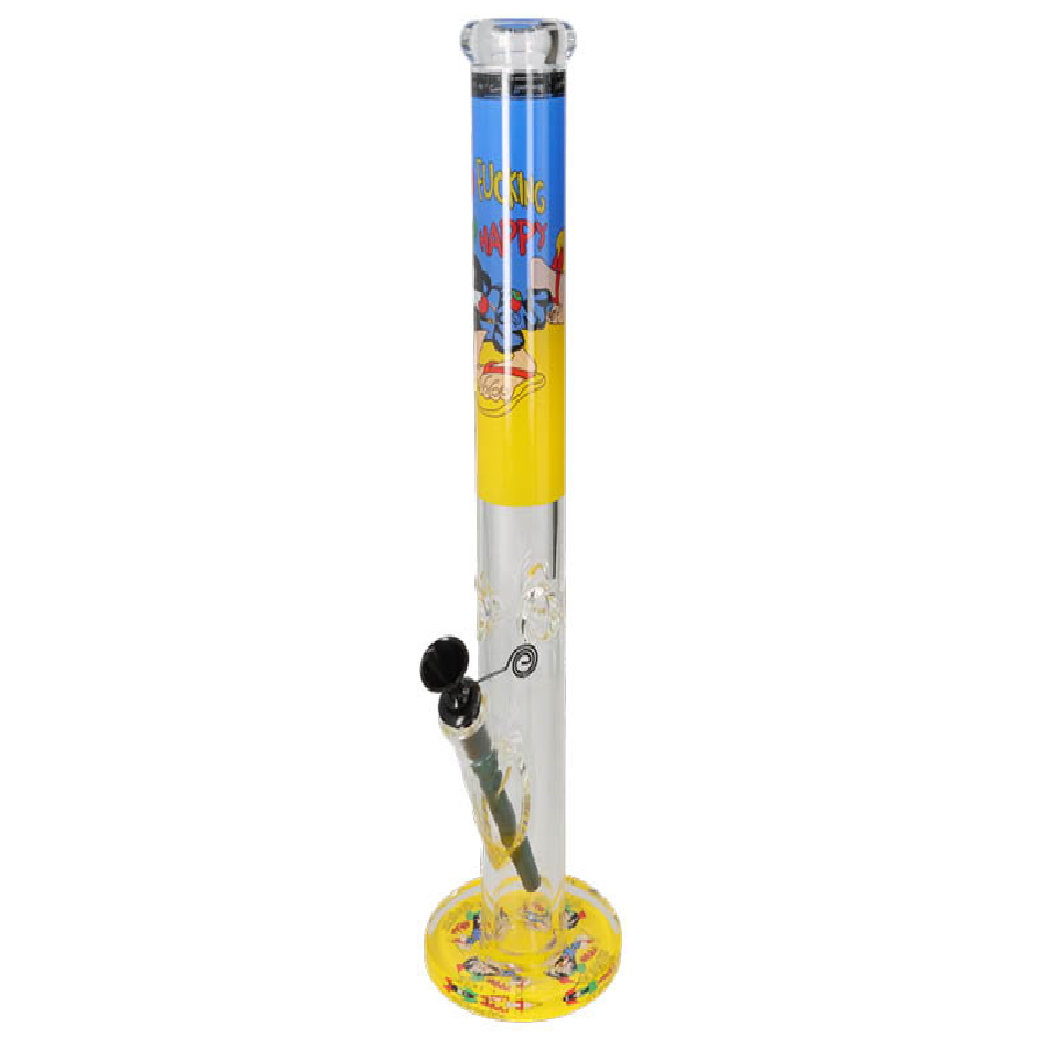 Glasbong "Rasta blau Zylinder" transparent, Höhe 42 cm, Ø 4 cm