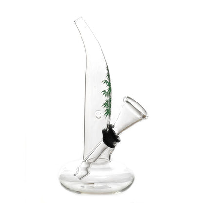 Mini Glas Pfeife mit Bauch gebogene Mund mit Grüne Blätter