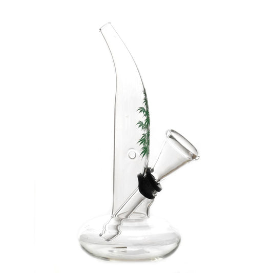 Mini Glas Pfeife mit Bauch gebogene Mund mit Grüne Blätter