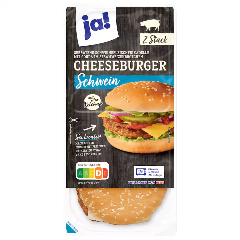 ja! Cheeseburger Schwein 2 Stück 320g